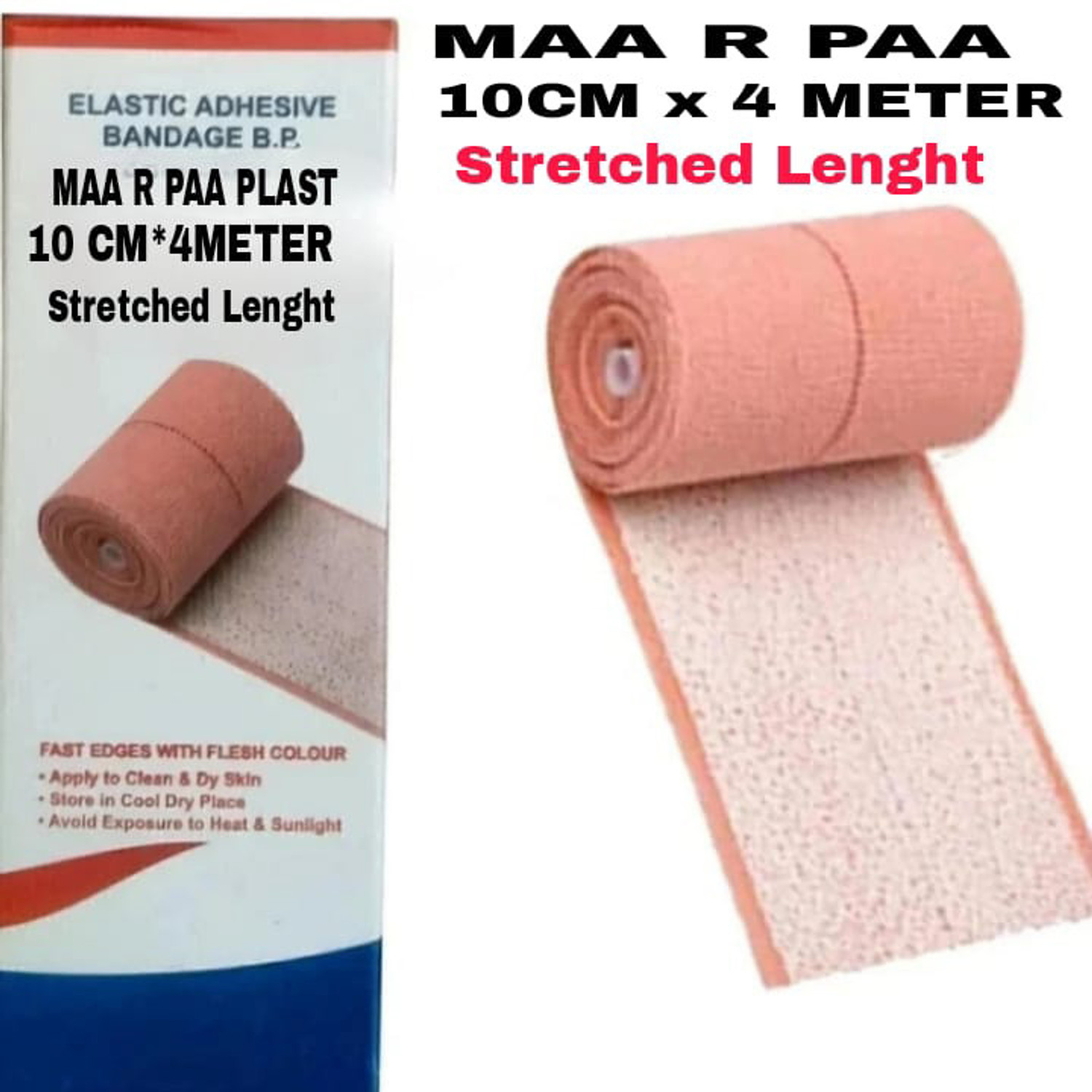 Image of Medicare MAA R PAA Elastic Adhesive Bandage With Fast Edges 4 METER PACK OF 6 PCS Crepe Bandage