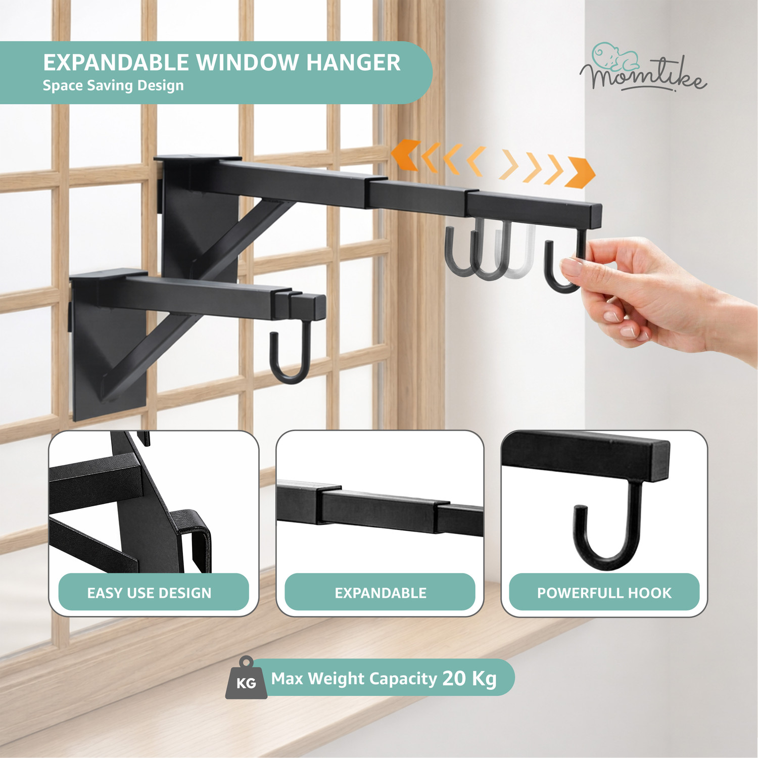 Image of Momtike Cradle for baby with sliding window hanger, swing cradle, baby thottil (Grey)