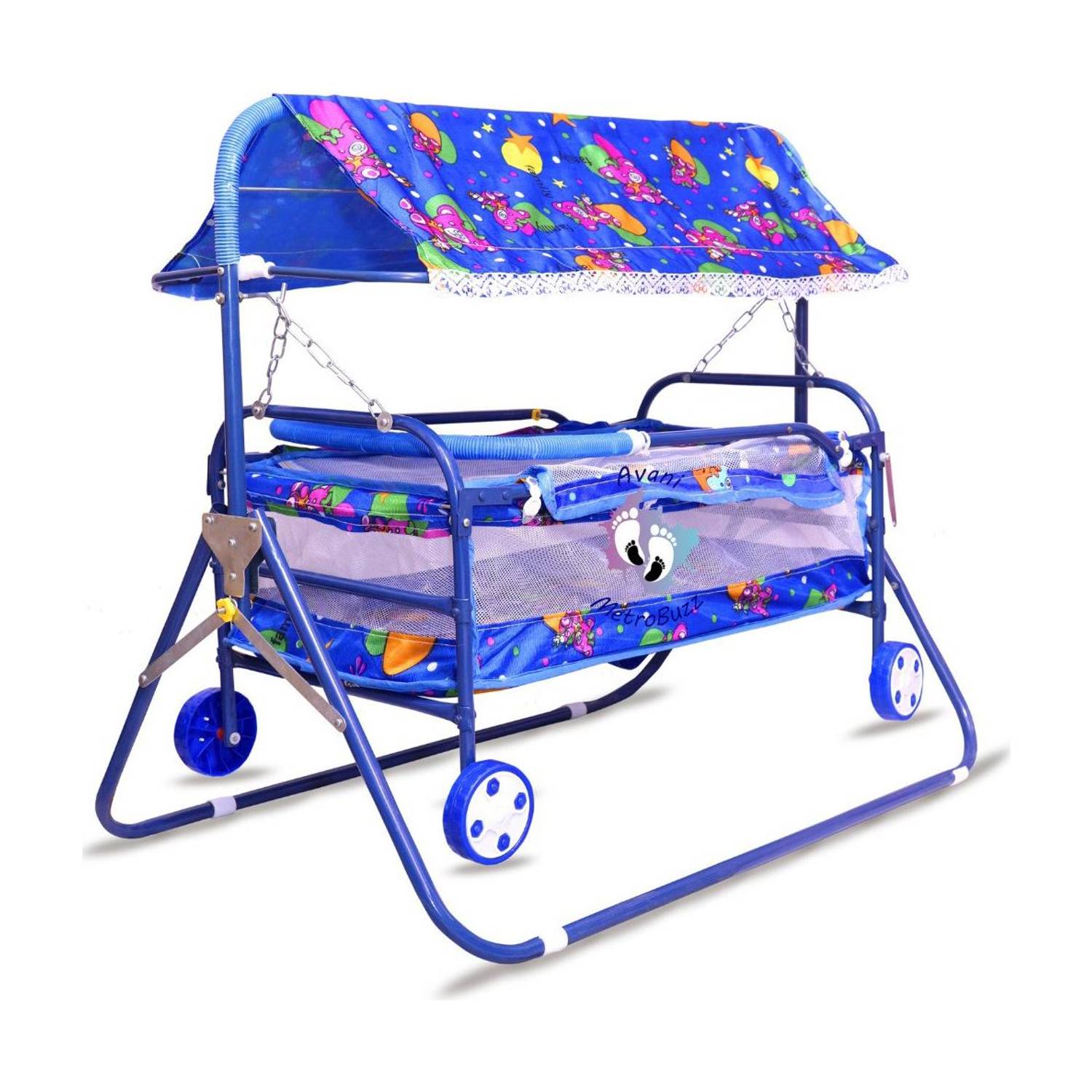 Avani MetroBuzz Foldable Cradle Bed with Swing Palna Jhula for New Born Baby Multiparous Crib