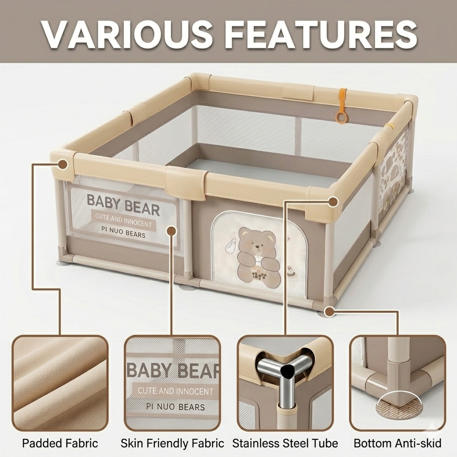 Image of Safe-o-kid 120 x 180cm Playpen for Baby up to 5 Yrs Playards with 50 Balls, Safety Lock
