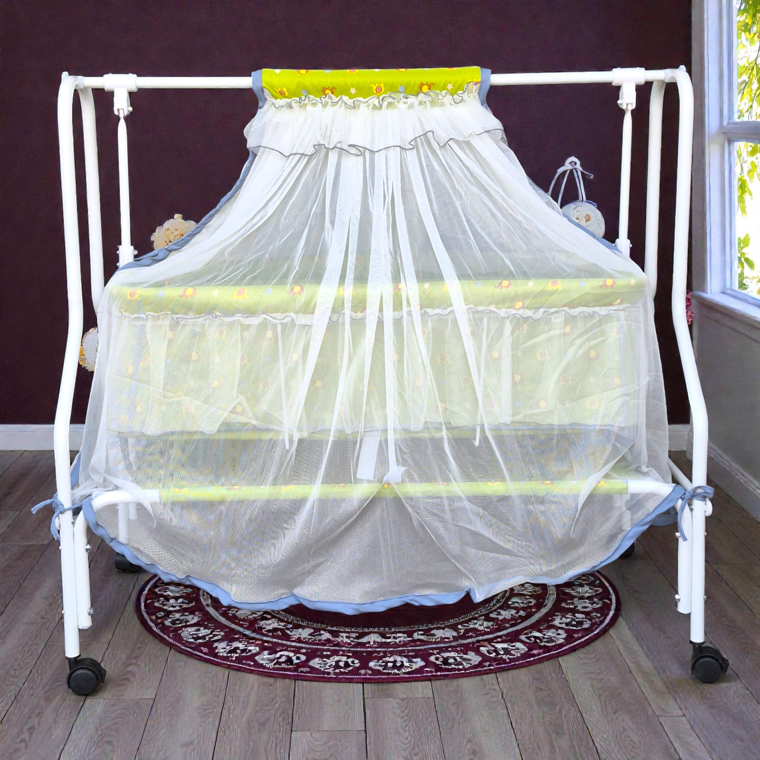 Image of KIDDERY HESTIA | Premium baby cradle Free Plush Mattress & Mosquito Net [0-10 M]