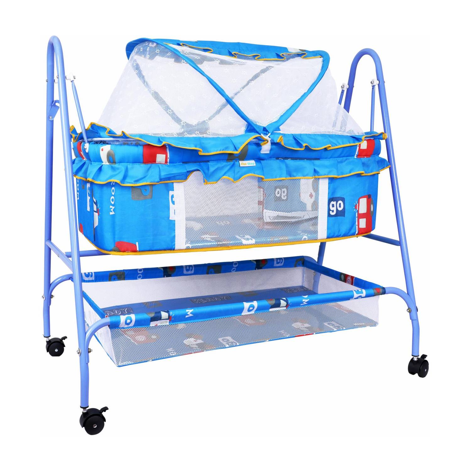 1st Step Baby Swing Cradle Jhula with Mosquito Net And Storage Basket for New Born Baby