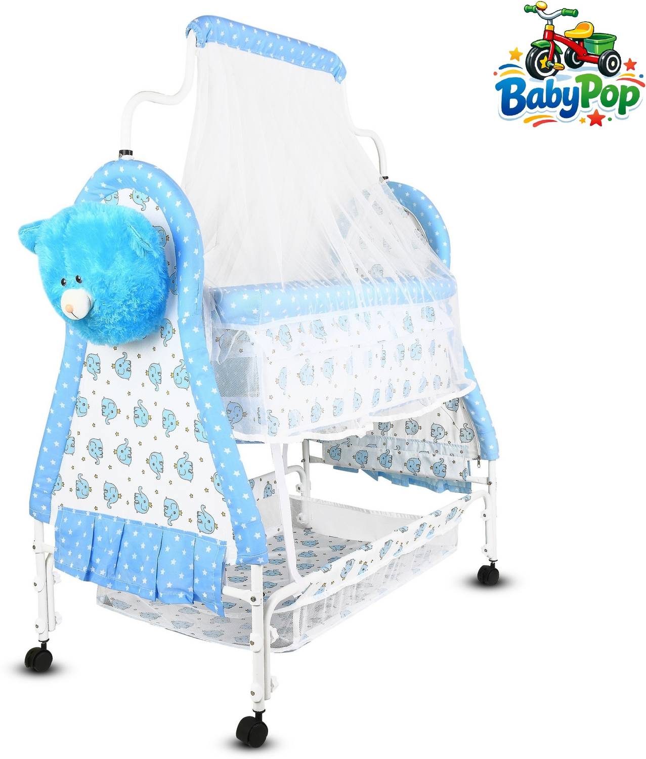 BABYPOP Cradle for kids cradle for baby boy and girl Cradle With Swing & Mosquito Net