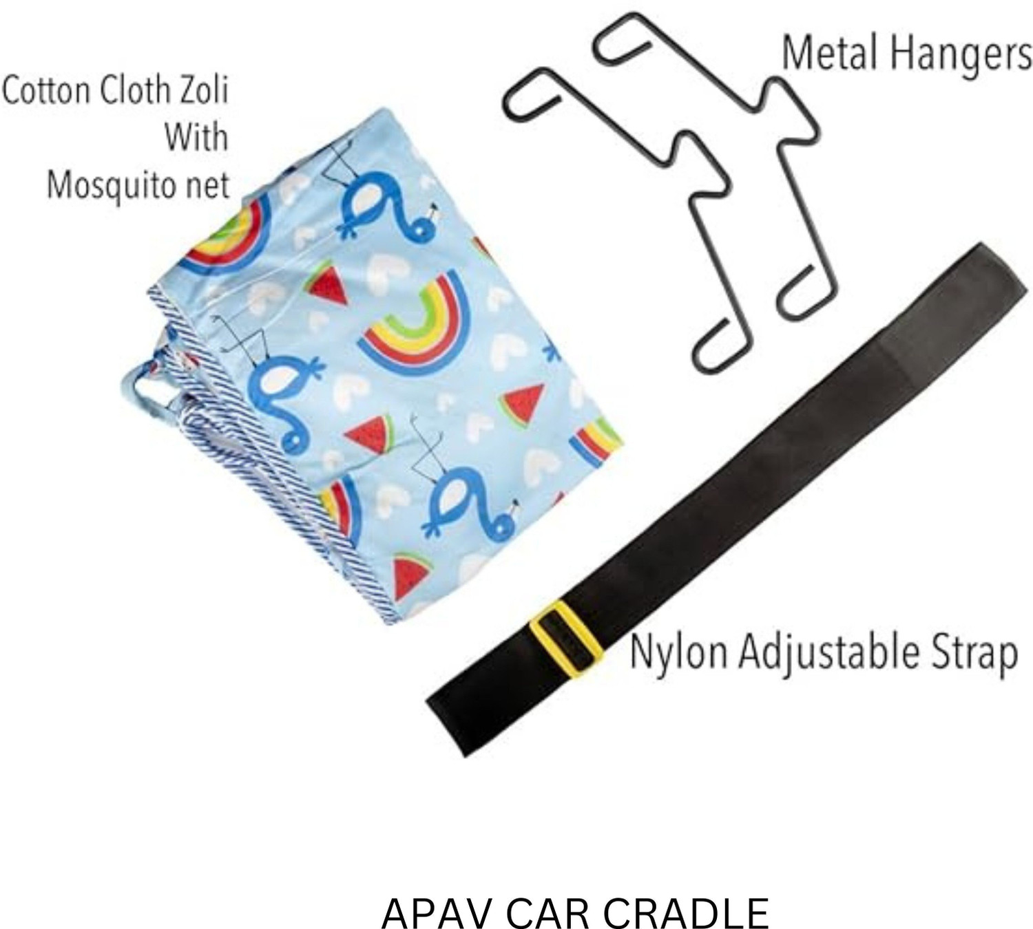Image of APAV Cotton Cradle for Car with Zipper and Net | Comfortable for Long Car Rides