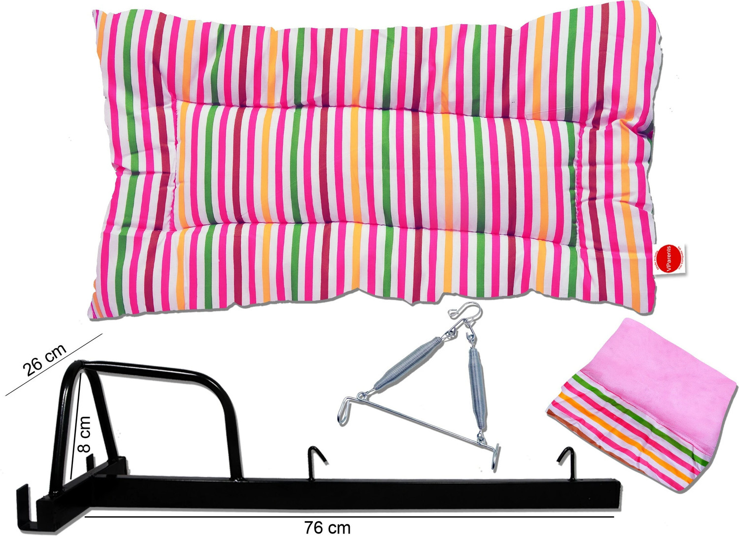 Image of VParents Neonate Baby Swing Cradle with Mosquito Net Spring and metal window cradle hanging rod