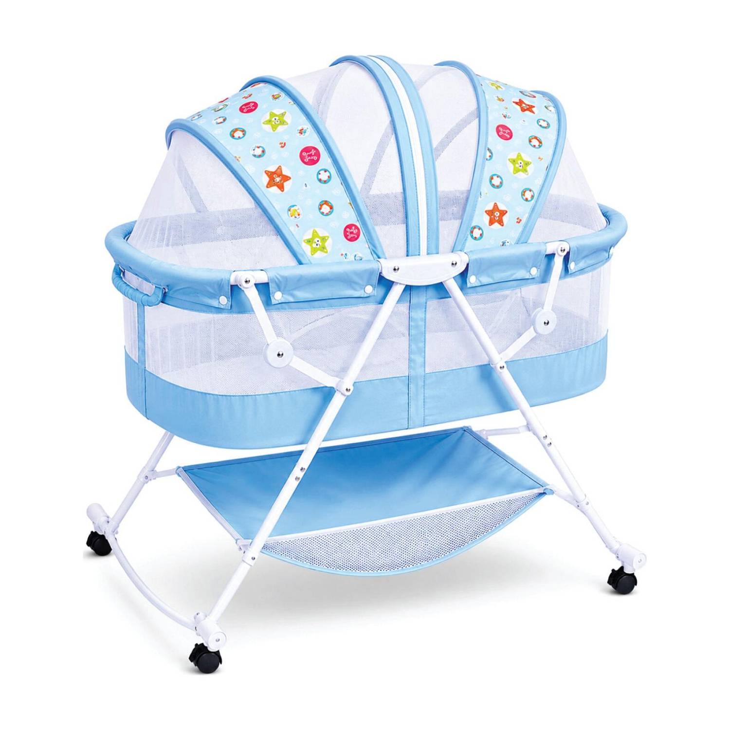 1st Step Baby Bassinet Cum Rocker Swing Cradle Jhula with Mosquito Net for New Born Baby Bassinet