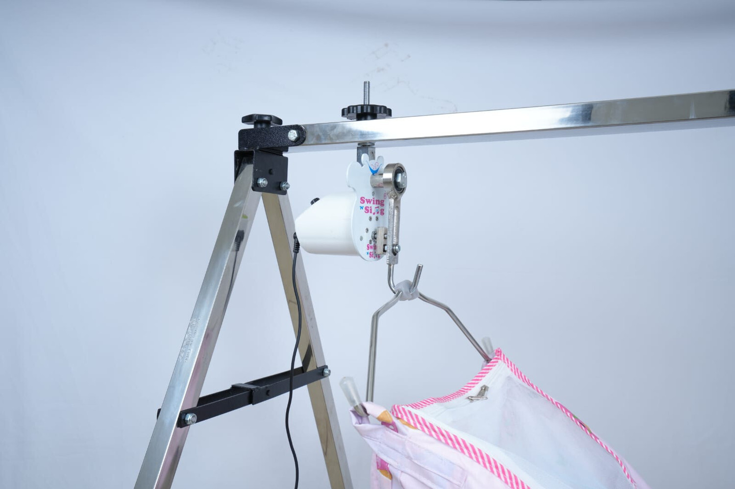 Image of White Collar Baby Cradle /ghodiyu /jhula /Swing STAINLESS STEEL JULA FOR NEW BORN BABY