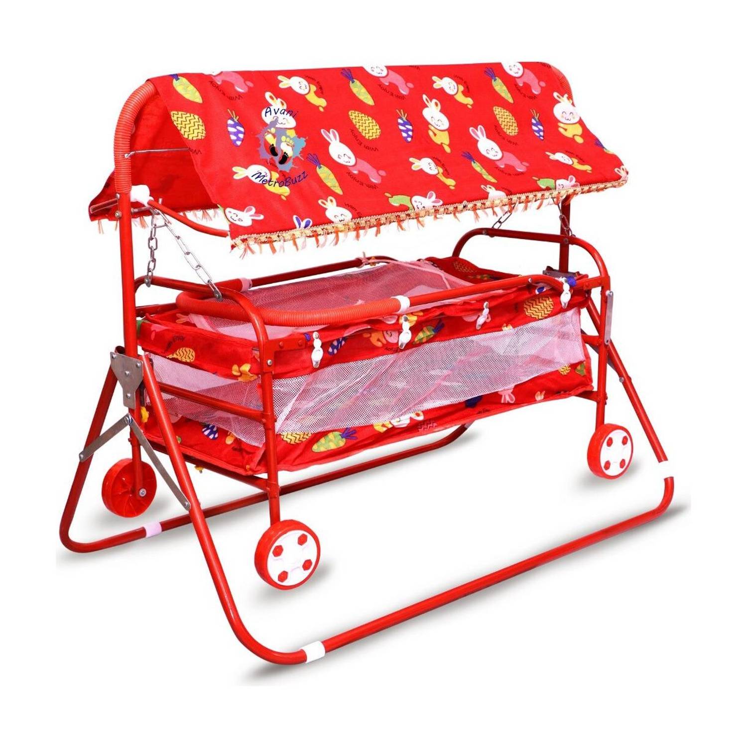 Avani MetroBuzz Foldable Cradle Bed with Swing Palna Jhula for New Born Baby Multiparous Crib