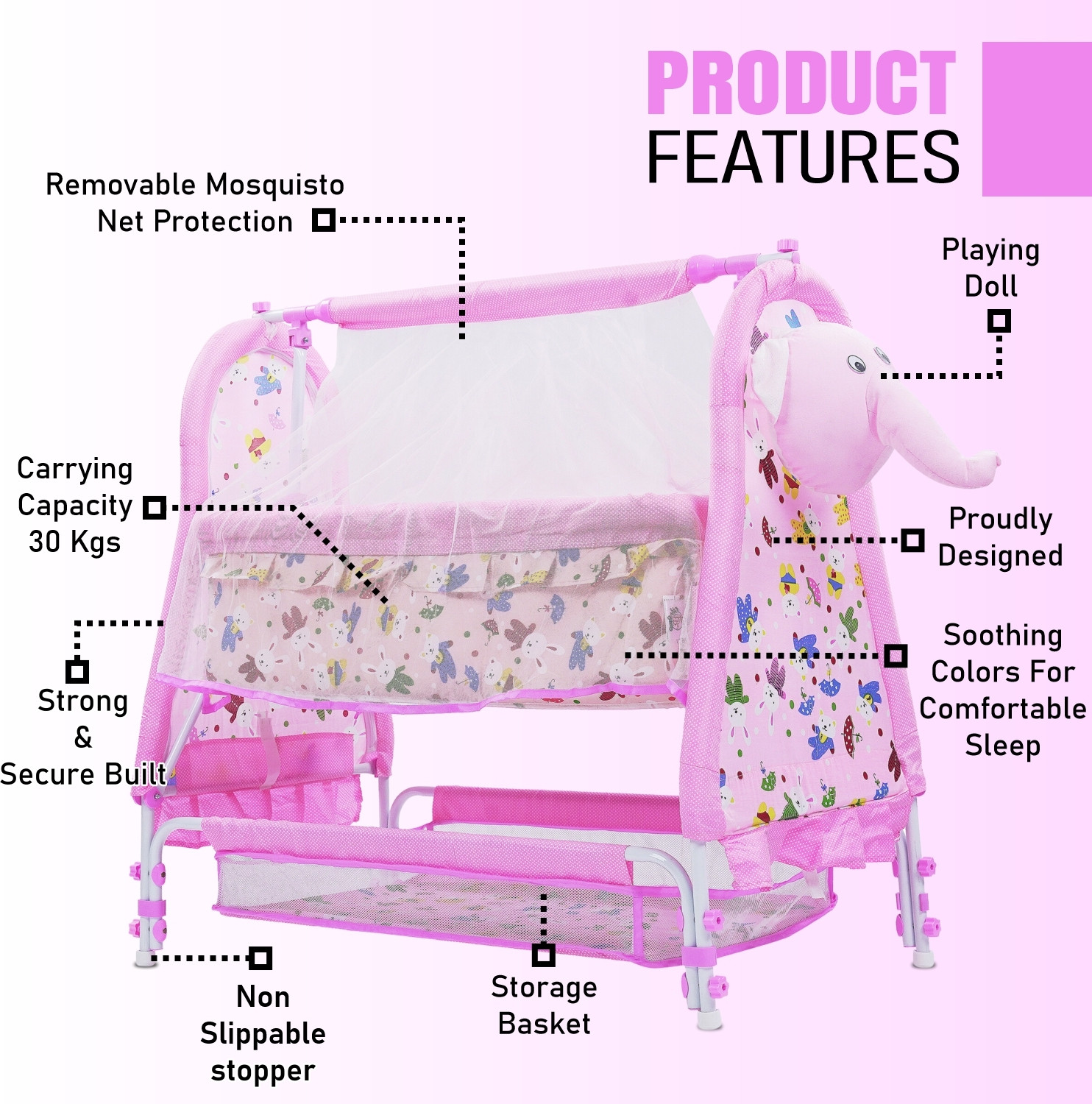 Image of Pandaoriginals JUMBO Premium Quality Baby Soft Swing Bedding |Best Baby Cradle Jhula Paalna Cot
