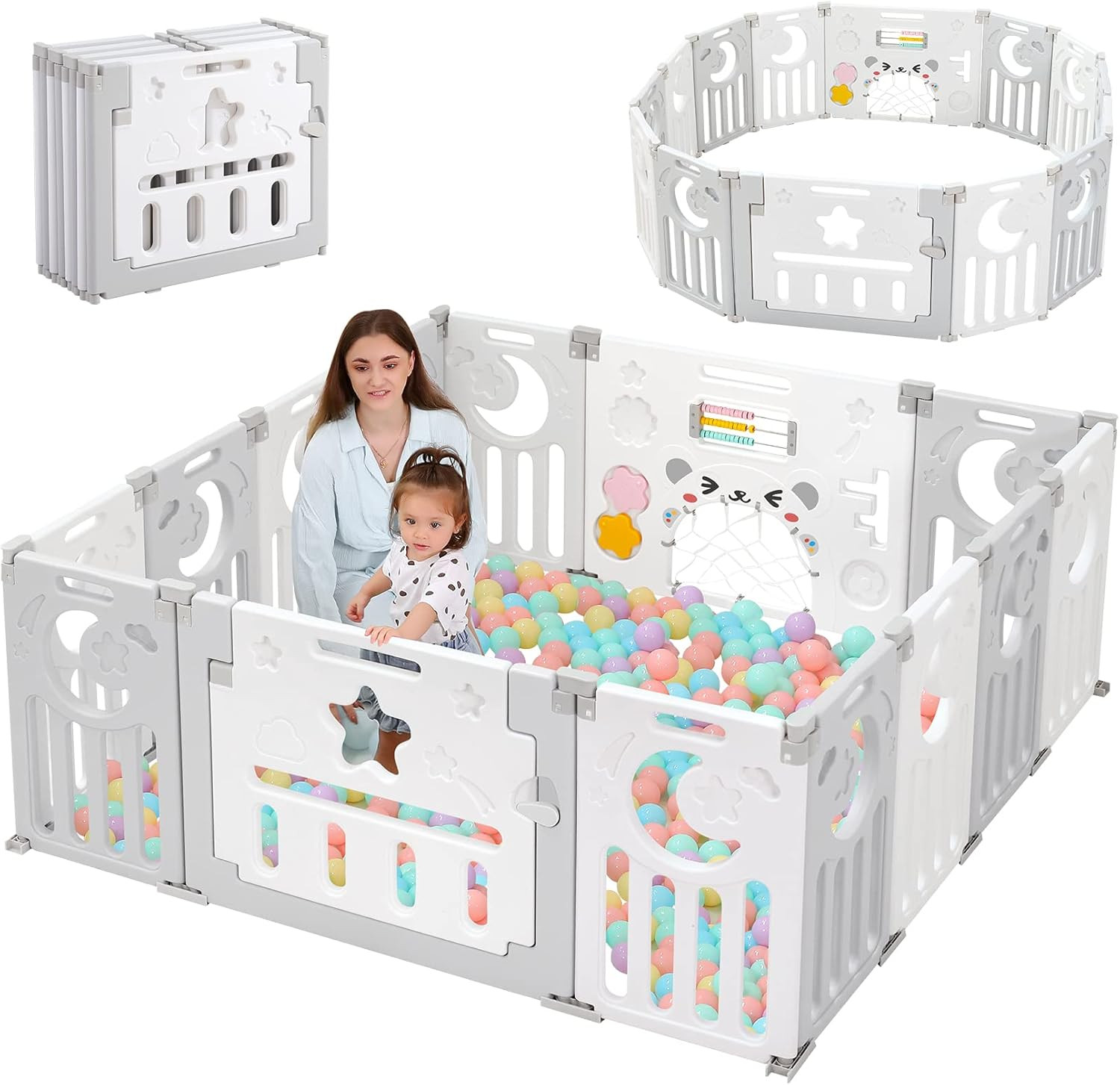 Image of metreno 16 panel Playpen for Kids Foldable Baby Play Yard with Safety Fence Lock