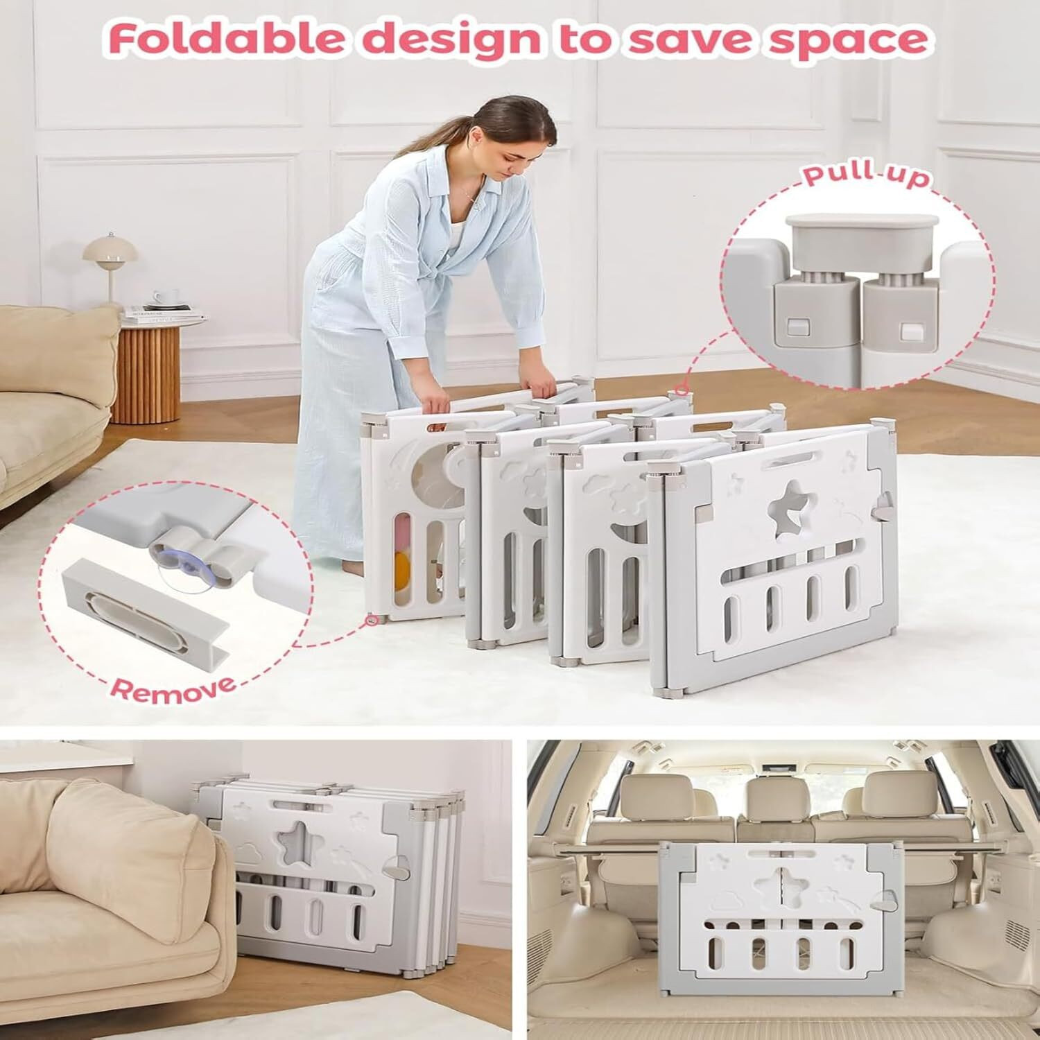 Image of metreno 18 panel Playpen for Kids Foldable Baby Play Yard with babies Safety Fence Lock