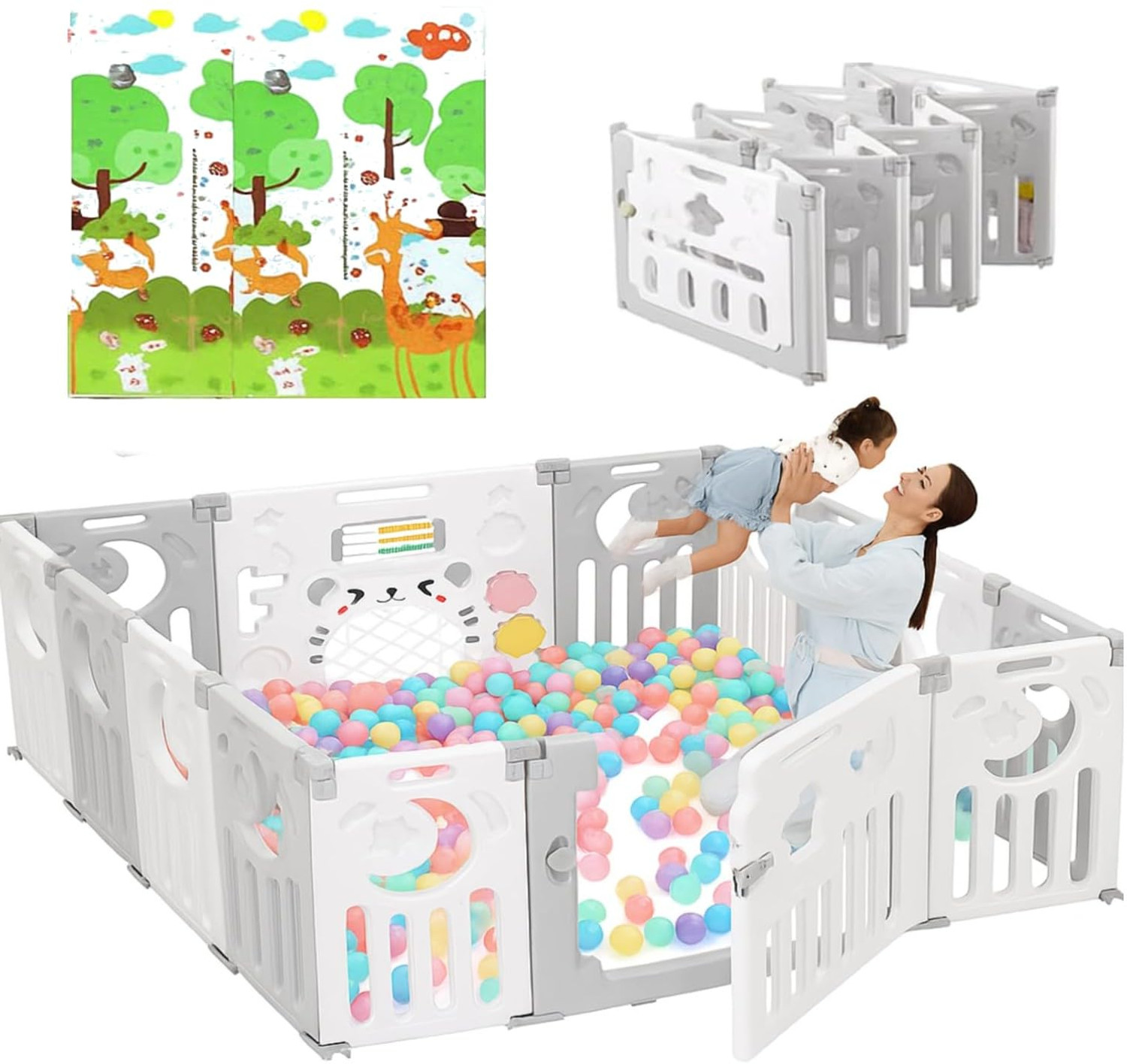 Image of metreno 18 panel Playpen for Kids Foldable Baby Play Yard with babies Safety Fence Lock