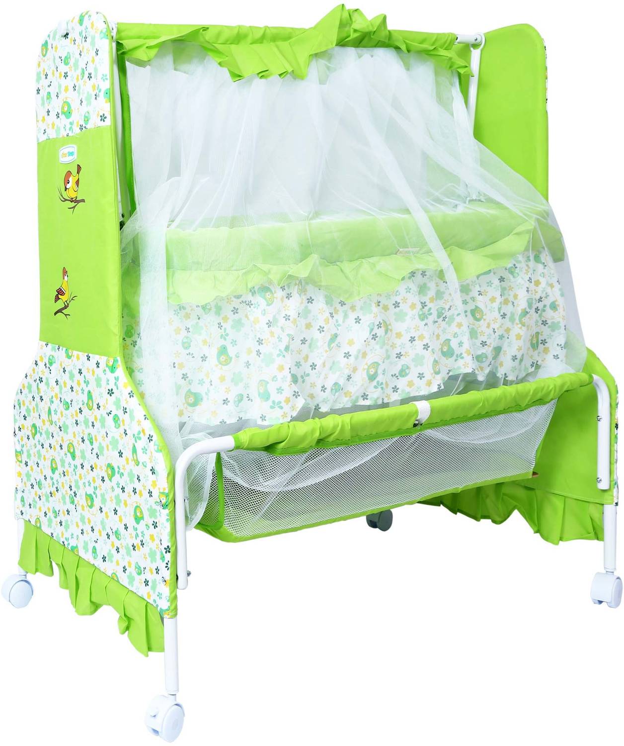 1st Step Baby Bassinet Swing Cradle Jhula with Mosquito Net & Storage Basket for New Born Bassinet