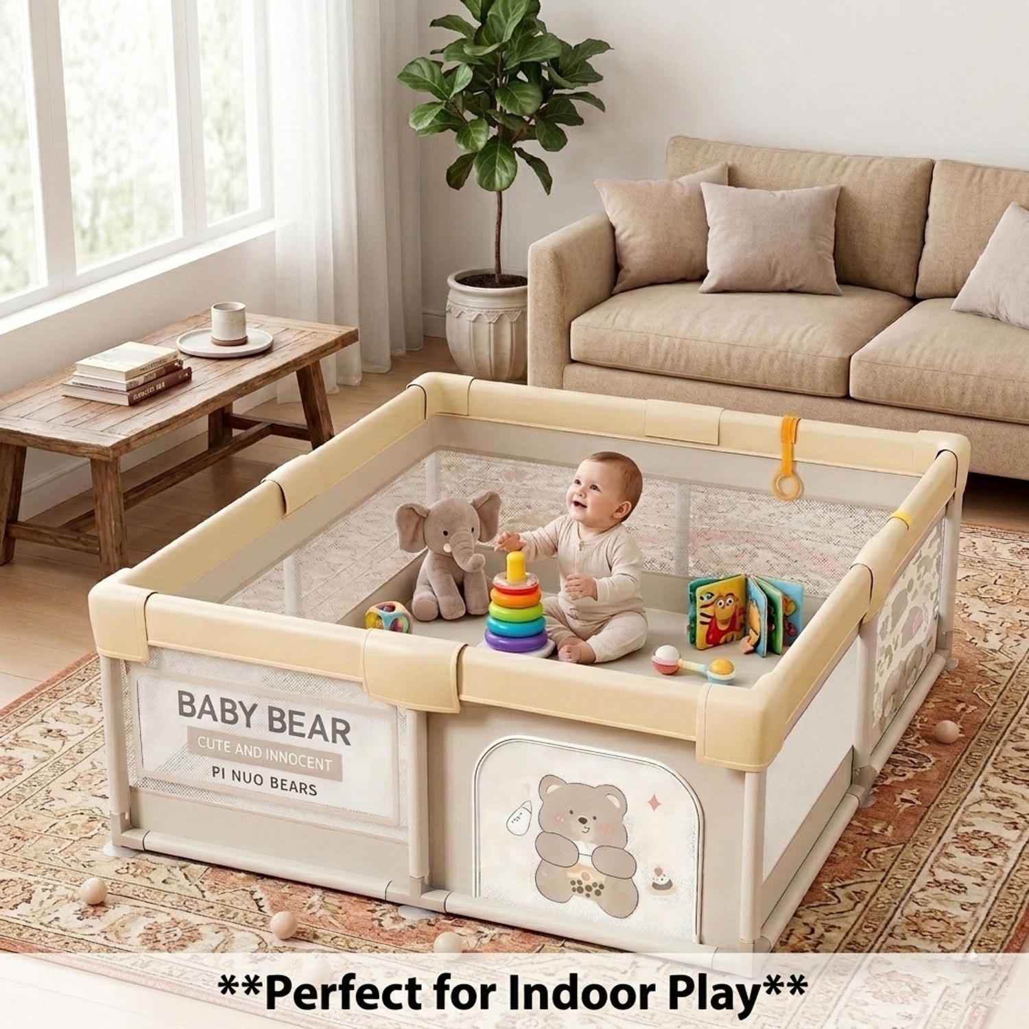 Image of Safe-o-kid 120 x 180cm Playpen for Baby up to 5 Yrs Playards with 50 Balls, Safety Lock