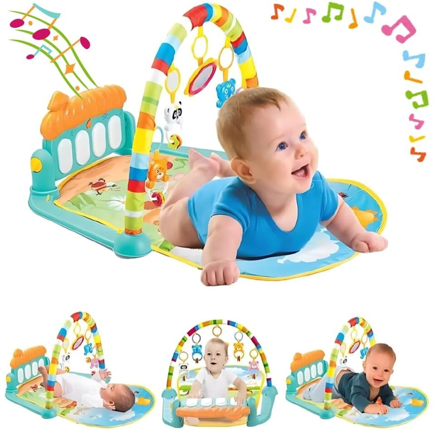 Image of LASTICTOY Baby Play Gym Activity Mat with Hanging Toys & Soft Crawling Pad