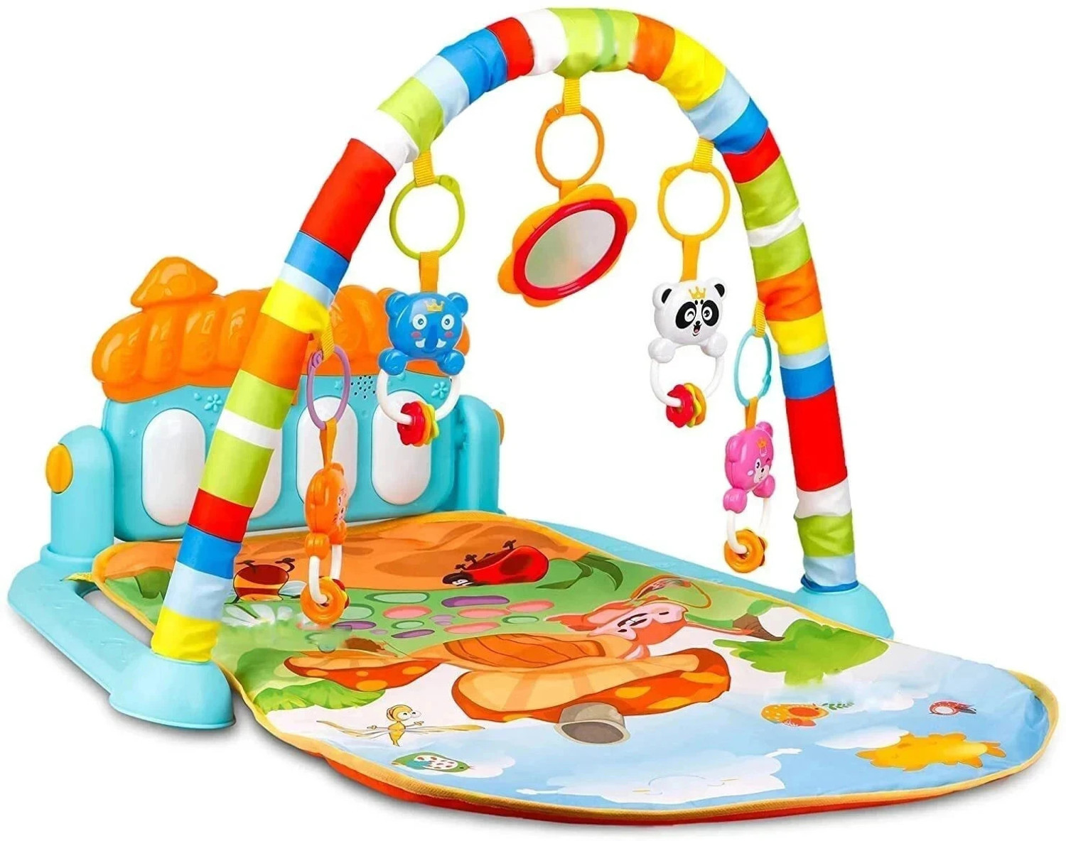 Image of himanshu tex 5 in 1 Baby Gym Mat Piano Gym Mat Rack Infant Music Fitness Rack Rattle Toy