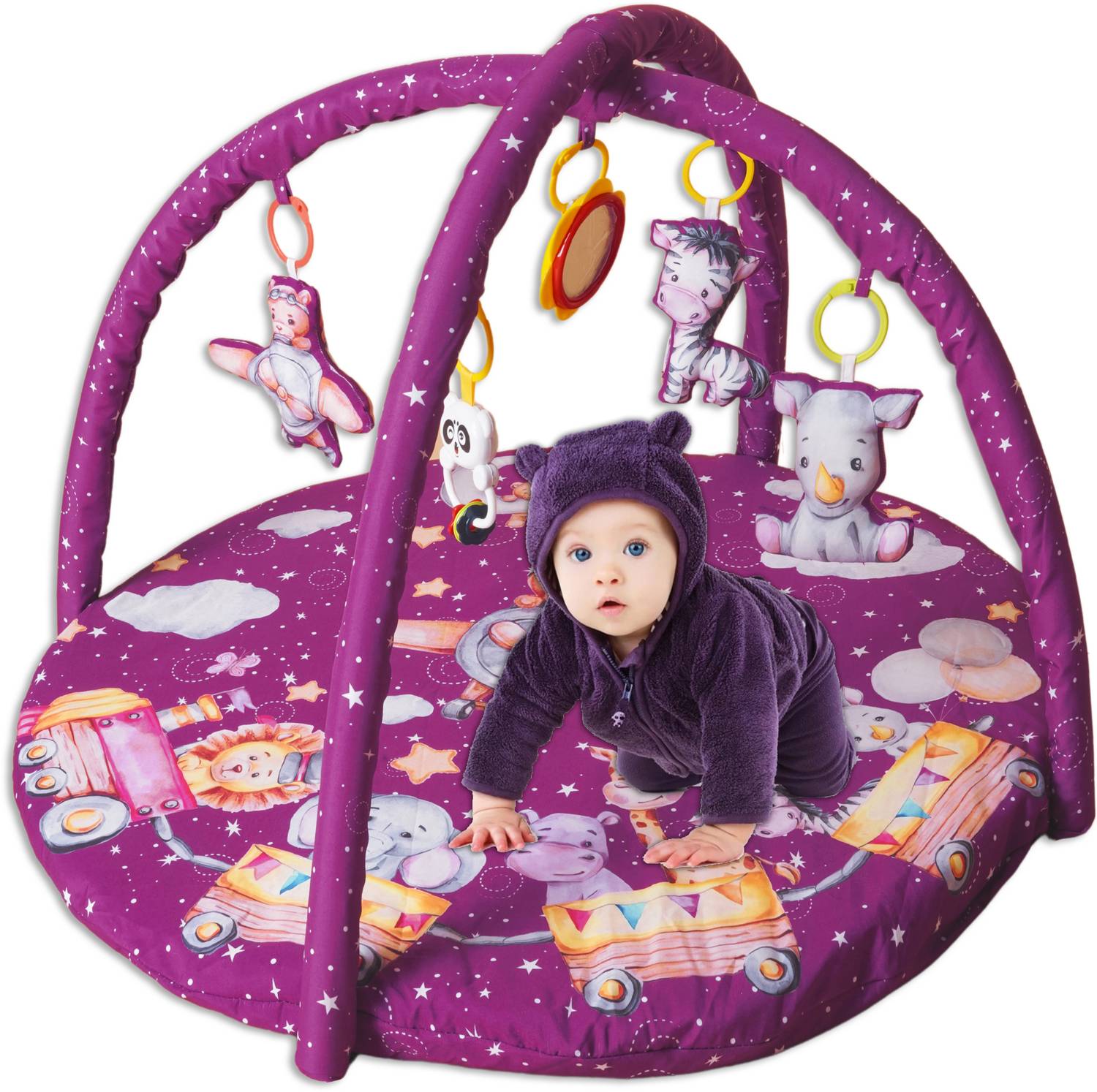 ASHOOJATEX Baby Activity Gym with set of 5 rattles (Multicolor)