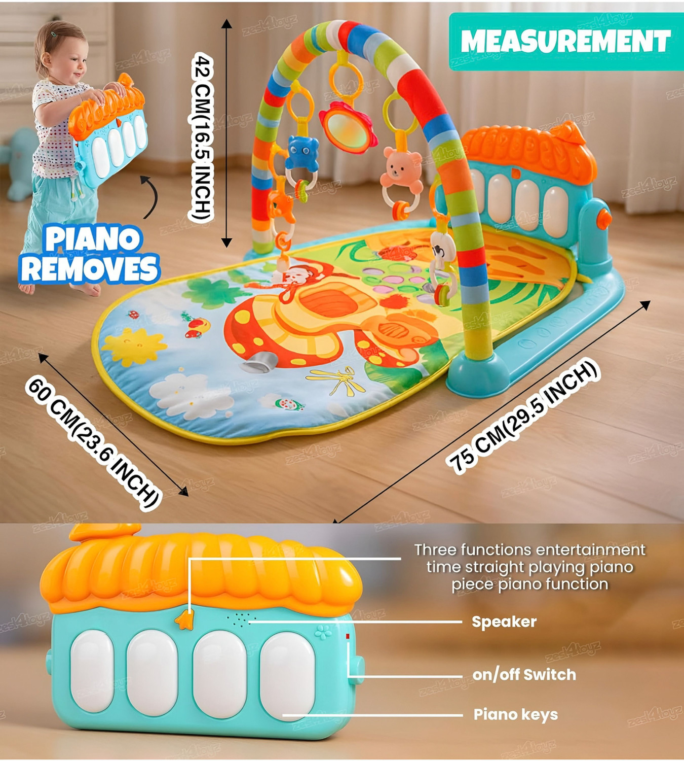 Image of joymax Baby Crib Play Gym Musical Hanging Toys |Soft Cushioned Activity Gym for Infants