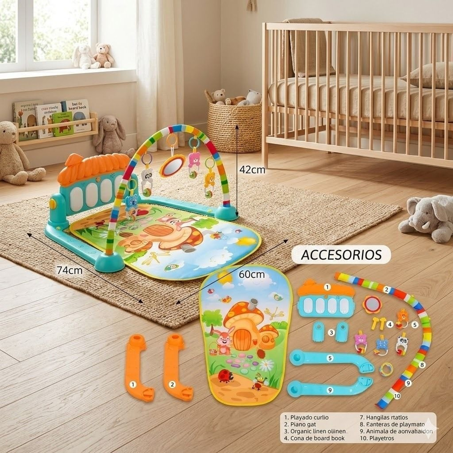 Image of Satyamwyn BABY GYM PIANO MAT - KICK AND PLAY PIANO-651 (Multicolor)
