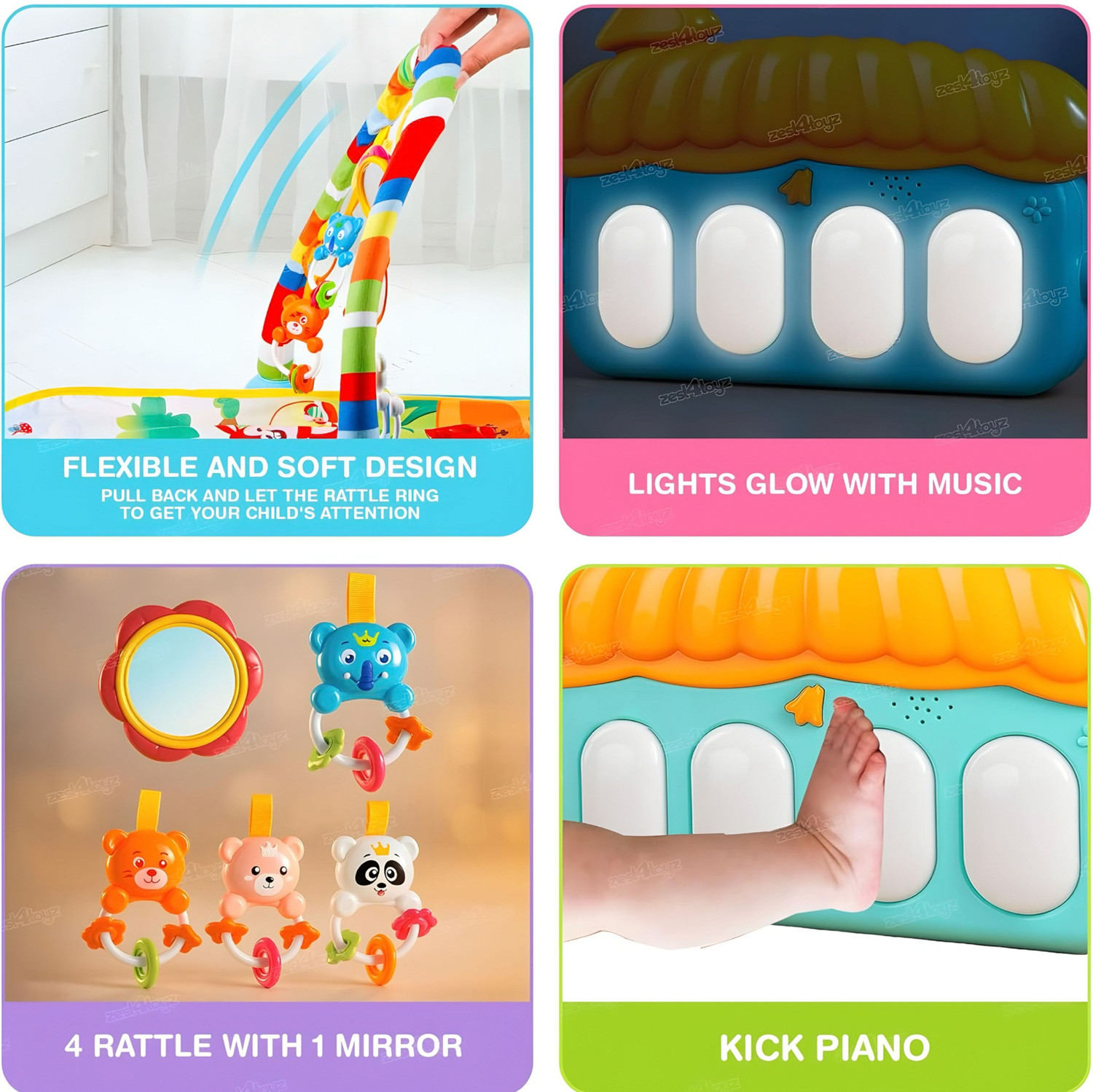 Image of joymax Baby Crib Play Gym Musical Hanging Toys |Soft Cushioned Activity Gym for Infants