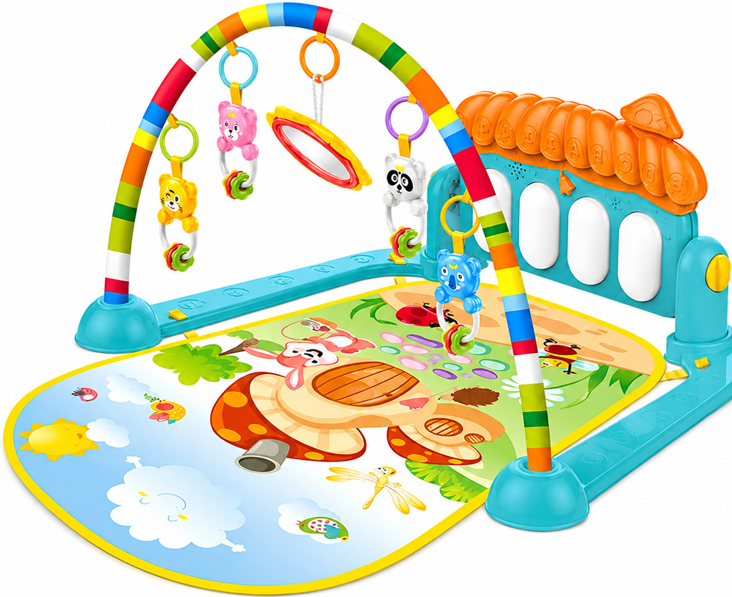 Image of Nafhotoz Soft Cotton Baby Gym with Piano Keys, Music, Rattles & Toy Arch