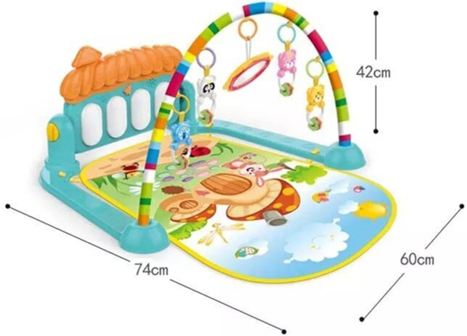 Image of LASTICTOY Baby Play Gym Activity Mat with Hanging Toys & Soft Crawling Pad