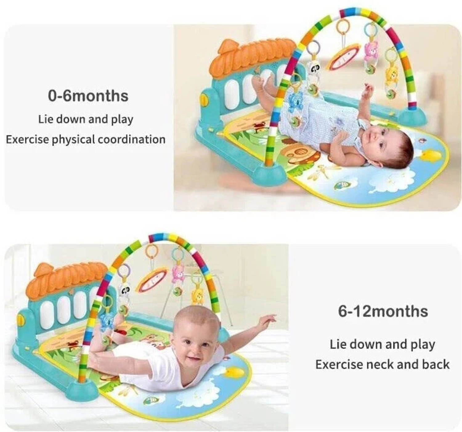 Image of HIM TAX 5 in 1 Baby Gym Mat Piano Gym Mat Rack Infant Music Fitness Rack Rattle Toy