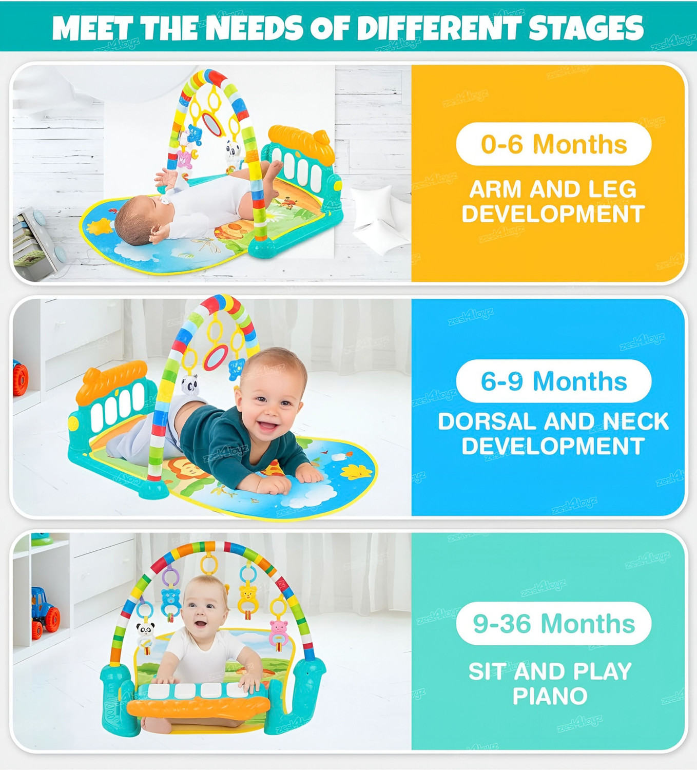 Image of joymax Baby Crib Play Gym Musical Hanging Toys |Soft Cushioned Activity Gym for Infants