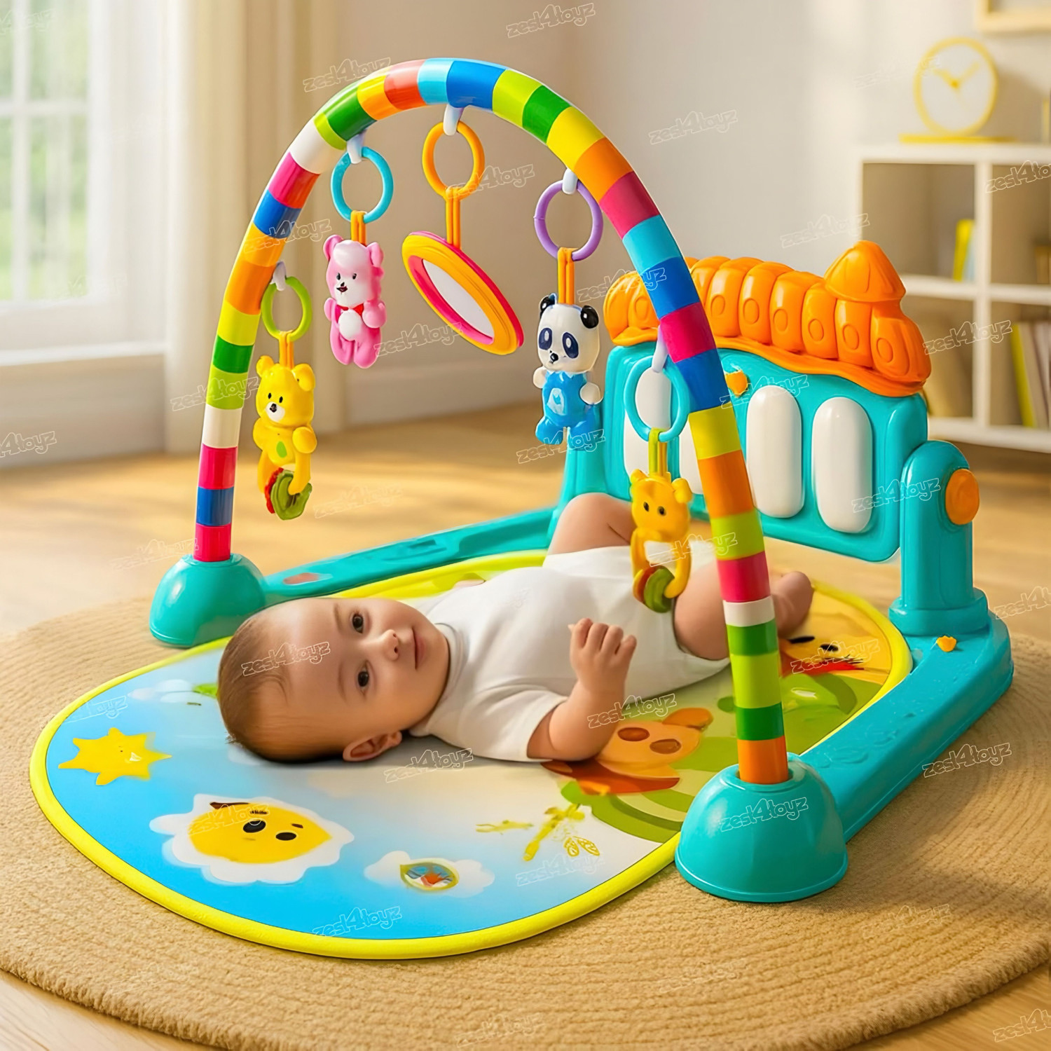 Image of joymax Baby Crib Play Gym Musical Hanging Toys |Soft Cushioned Activity Gym for Infants