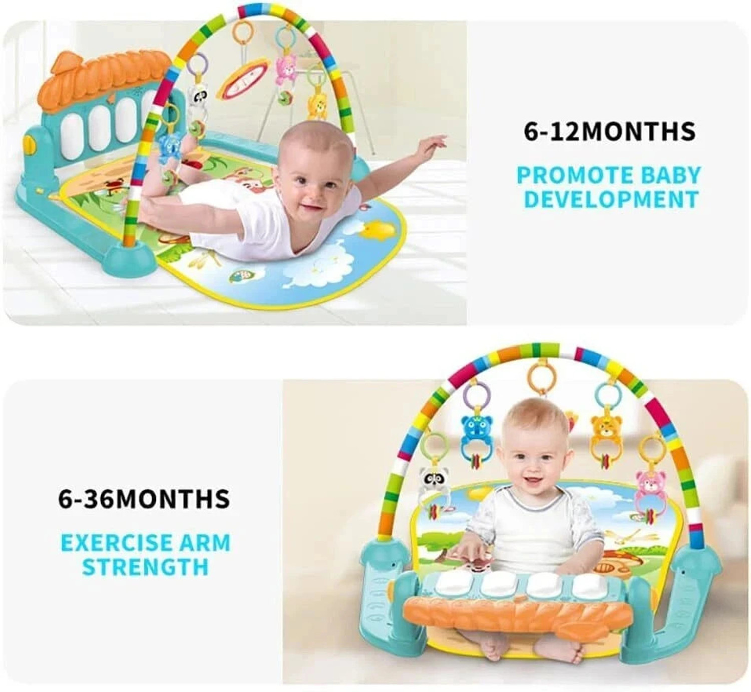 Image of himanshu tex 5 in 1 Baby Gym Mat Piano Gym Mat Rack Infant Music Fitness Rack Rattle Toy