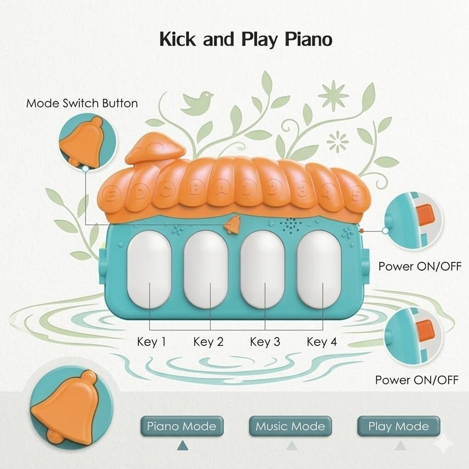 Image of Satyamwyn BABY GYM PIANO MAT - KICK AND PLAY PIANO-651 (Multicolor)