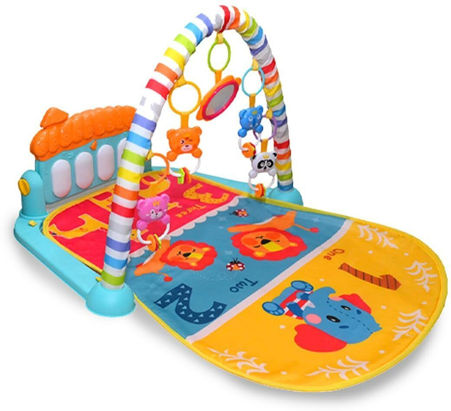 Image of BUMTUM Baby Piano Play Mat Gym & Fitness Rack, Hanging Rattles Keyboard Set With Music