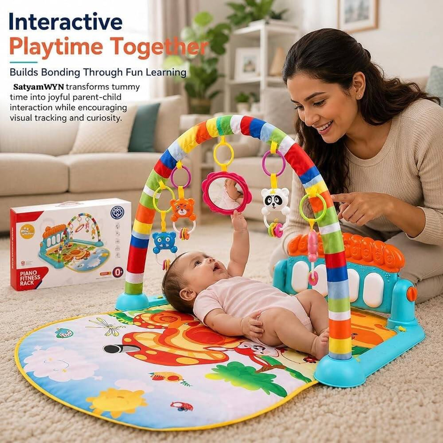 Image of Satyamwyn BABY GYM PIANO MAT - KICK AND PLAY PIANO-651 (Multicolor)