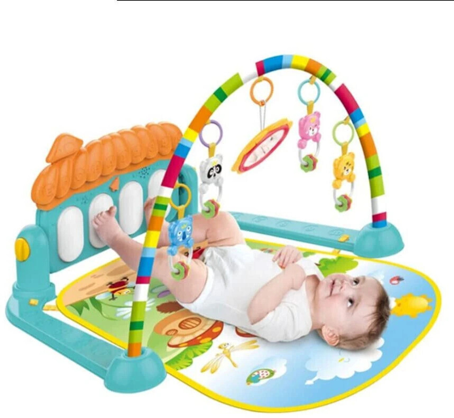 Image of HIM TAX 5 in 1 Baby Gym Mat Piano Gym Mat Rack Infant Music Fitness Rack Rattle Toy