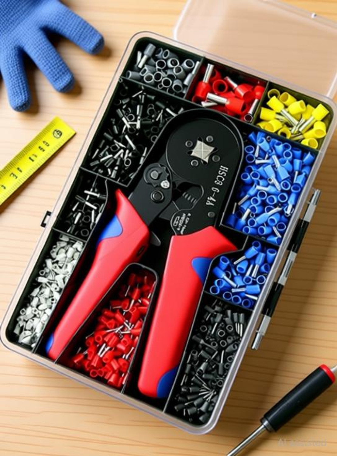 Image of PKT HSC8 6-4A 0.25-10mm2 ELECTRIC TOOLS Set Cord End Crimpar 1200 Ferrule 6-4 Wire Terminal Crimping Tool Plier Kit Manual Crimper