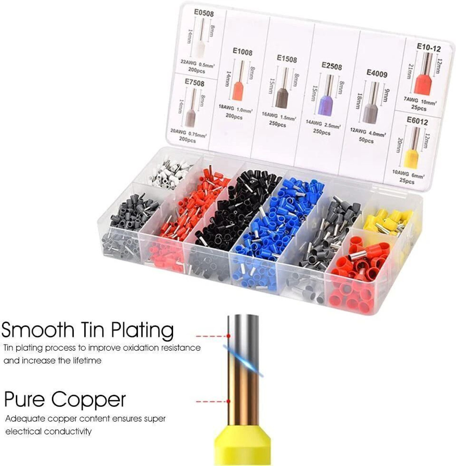 Image of THEODORE Crimping Tool Kit with 1200PCS Wire End Ferrules & Crimper Plier wire Manual Crimper