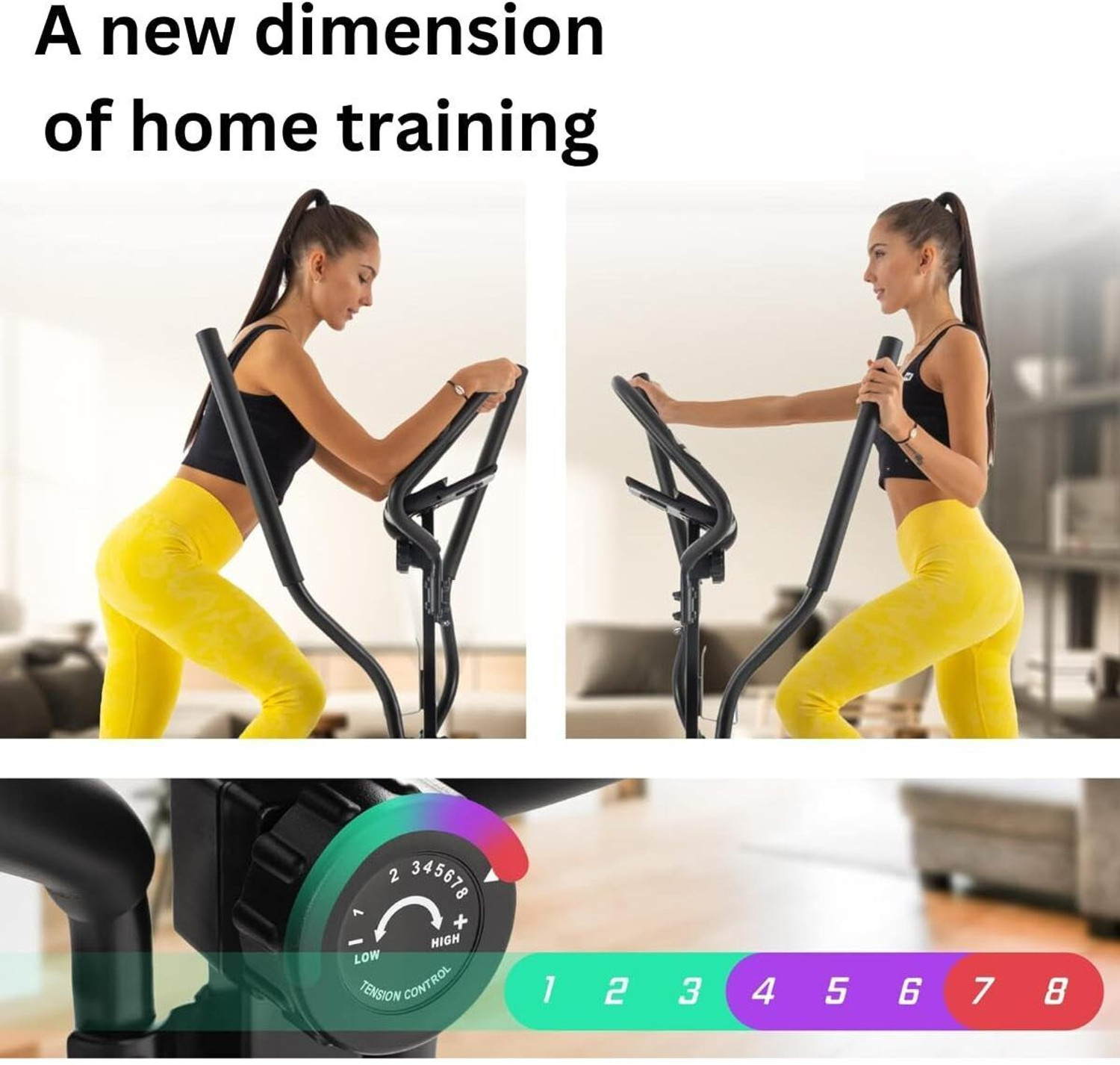 Image of lets play 3-in-1 Elliptical Trainer Climber & Stepper for Home Gym with 12Kg Flywheel Cross Trainer