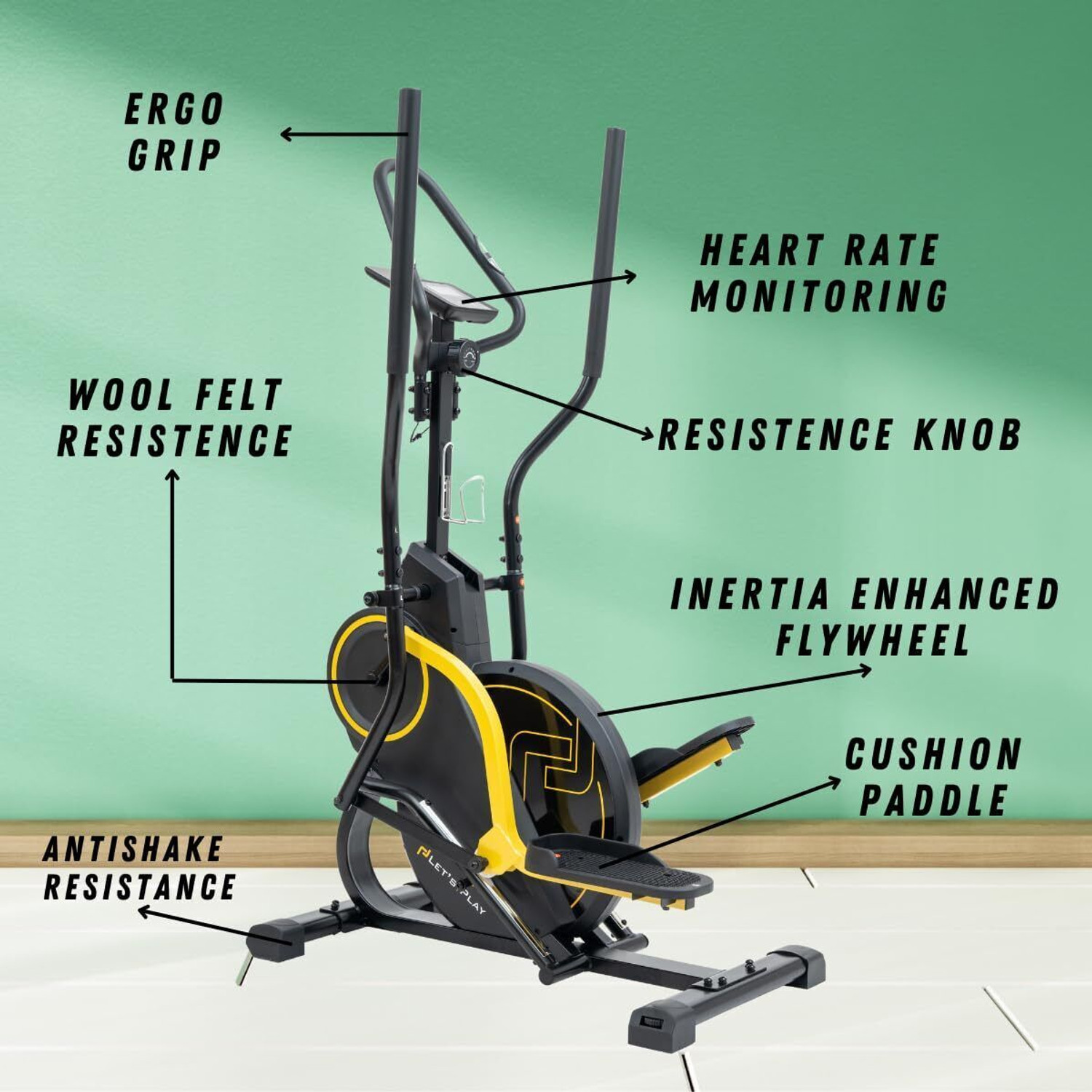 Image of lets play 3-in-1 Elliptical Trainer Climber & Stepper for Home Gym with 12Kg Flywheel Cross Trainer