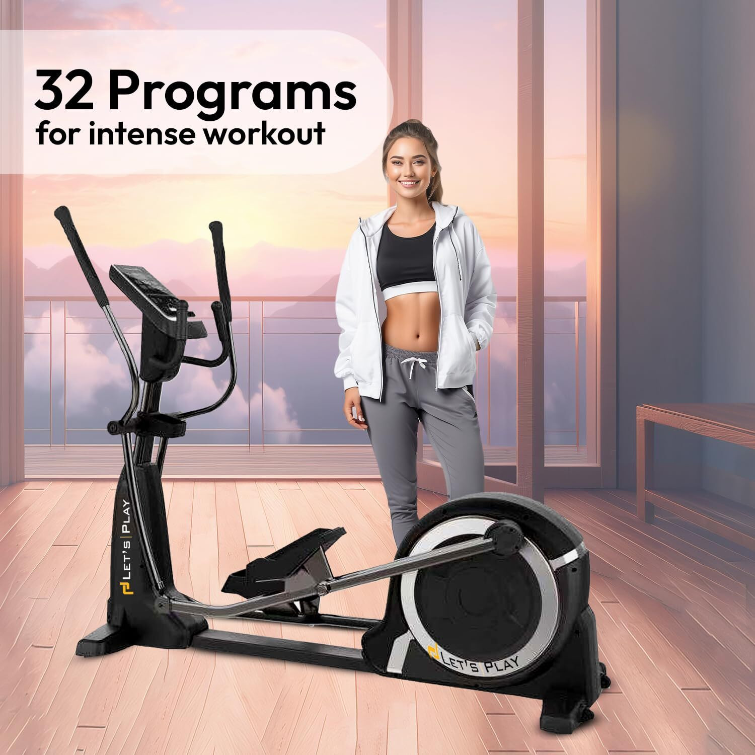 Image of lets play Elliptical Cross Trainer 36kg Flywheel 32-Level Magnetic Resistance 180kg Cross Trainer