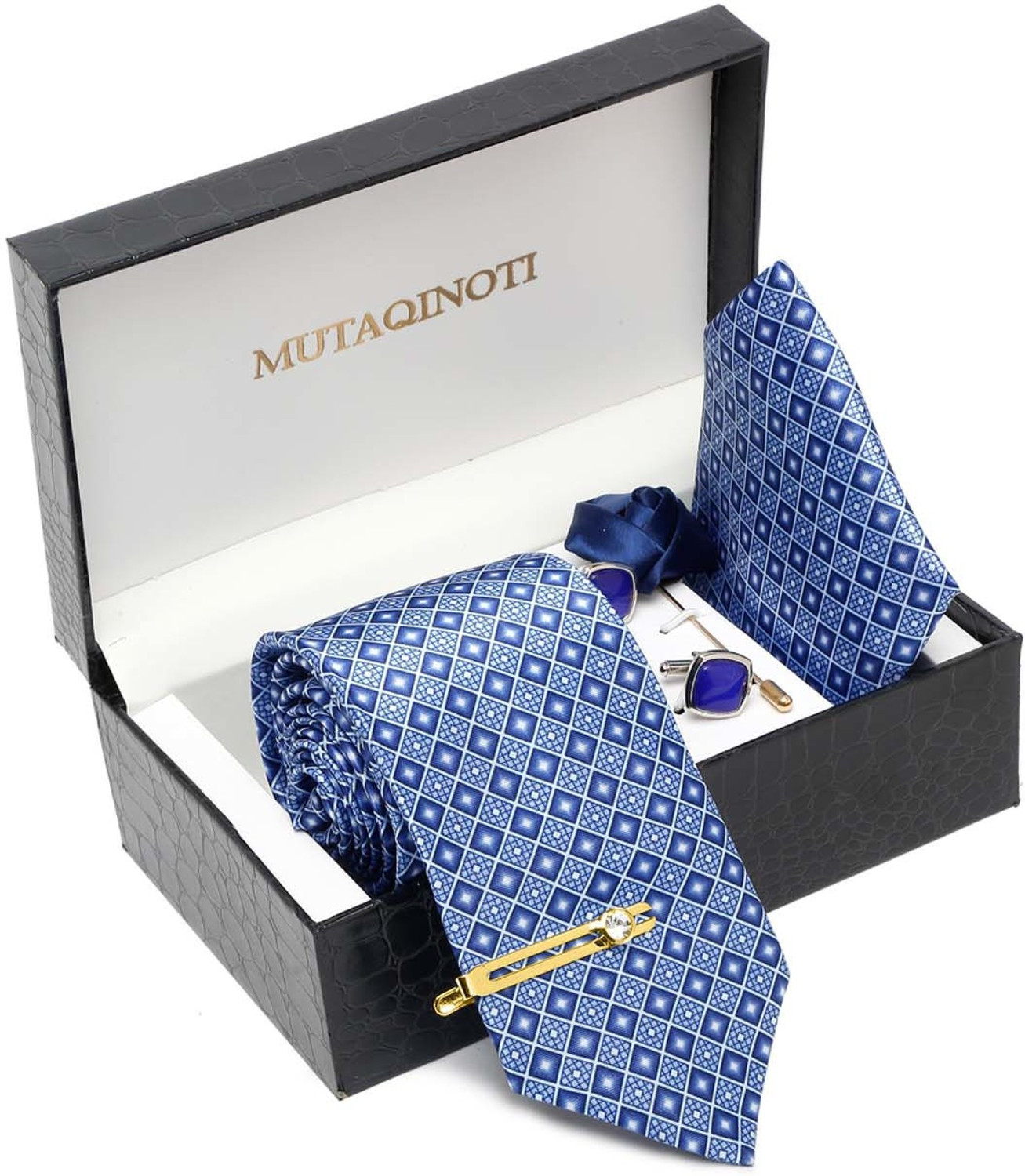 Image of MUTAQINOTI Silk Cufflink & Tie Pin Set
