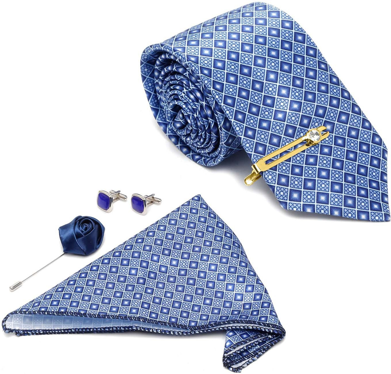 Image of MUTAQINOTI Silk Cufflink & Tie Pin Set