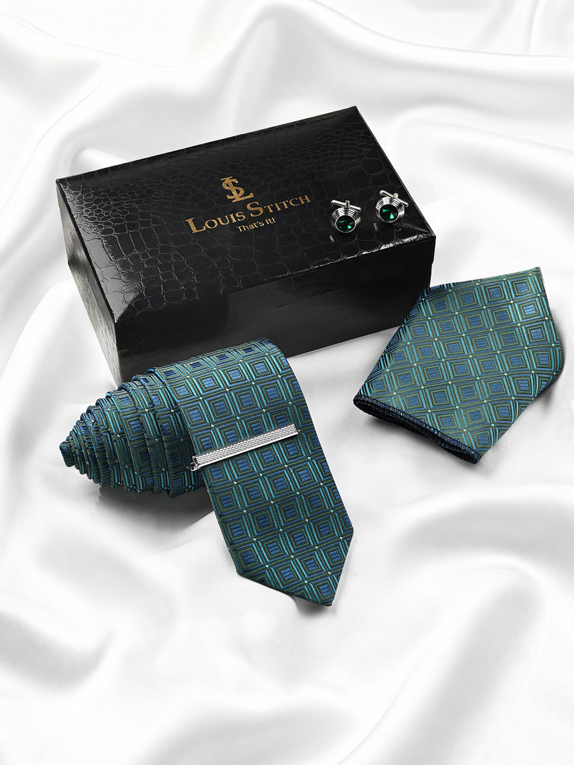 Image of LOUIS STITCH Silk Tie & Cufflink