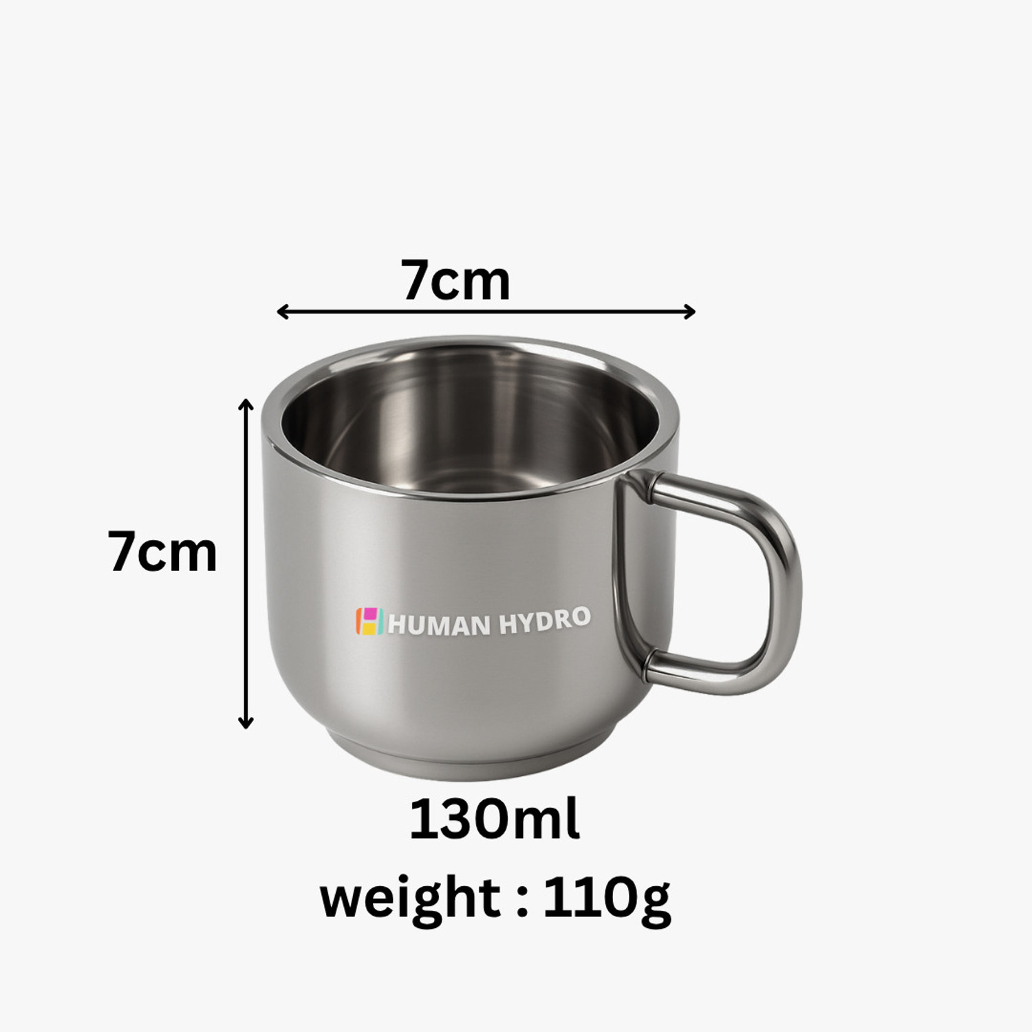 Image of Human Hydro Tea Cups | 12-Piece Prime Steel Premium Large Coffees Stainless Steel Coffee Mug