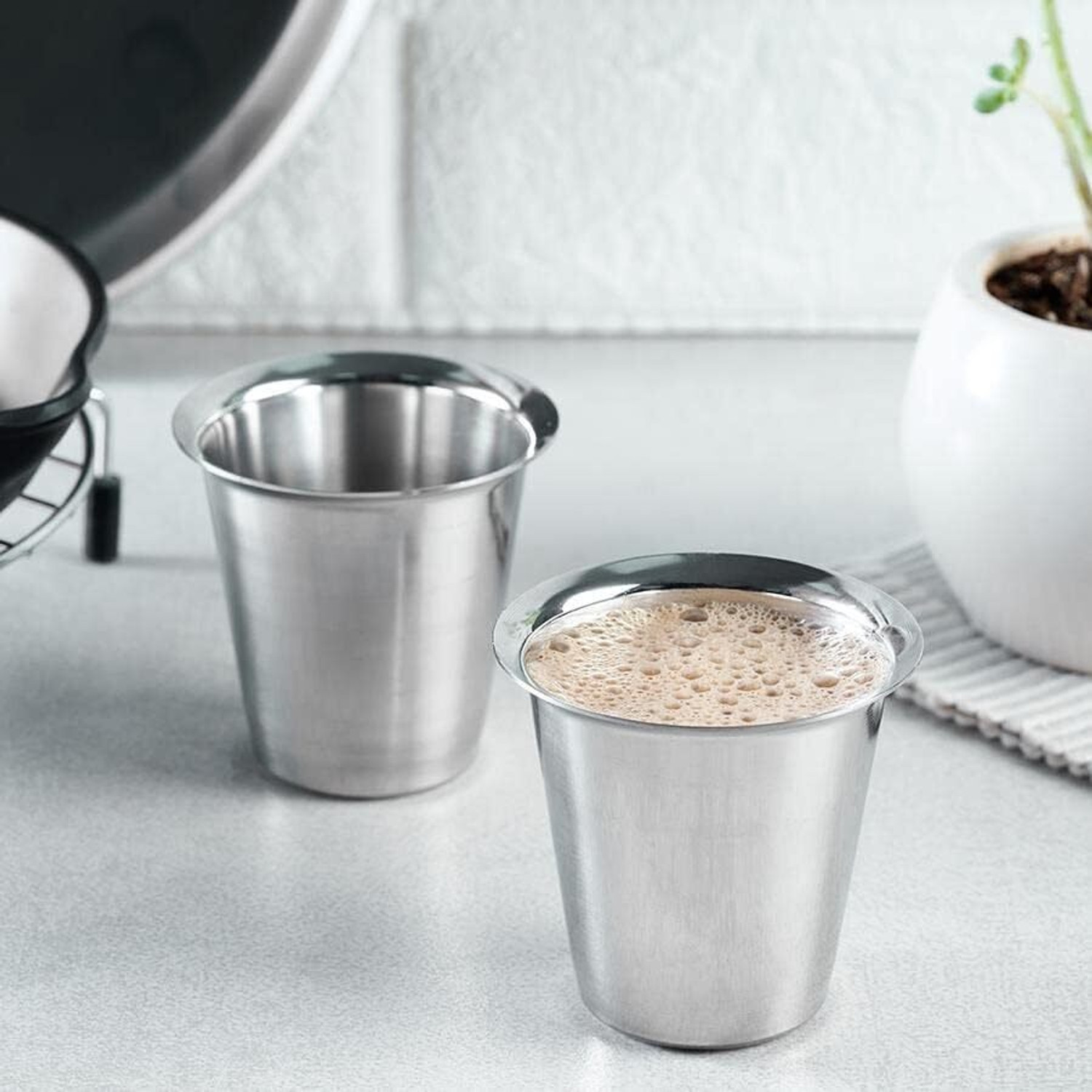 Image of snehatrends Pack of 20 Stainless Steel 20Pc Stainless Steel Tea /Coffee Cups mirror finish Heavy Guage 100ml