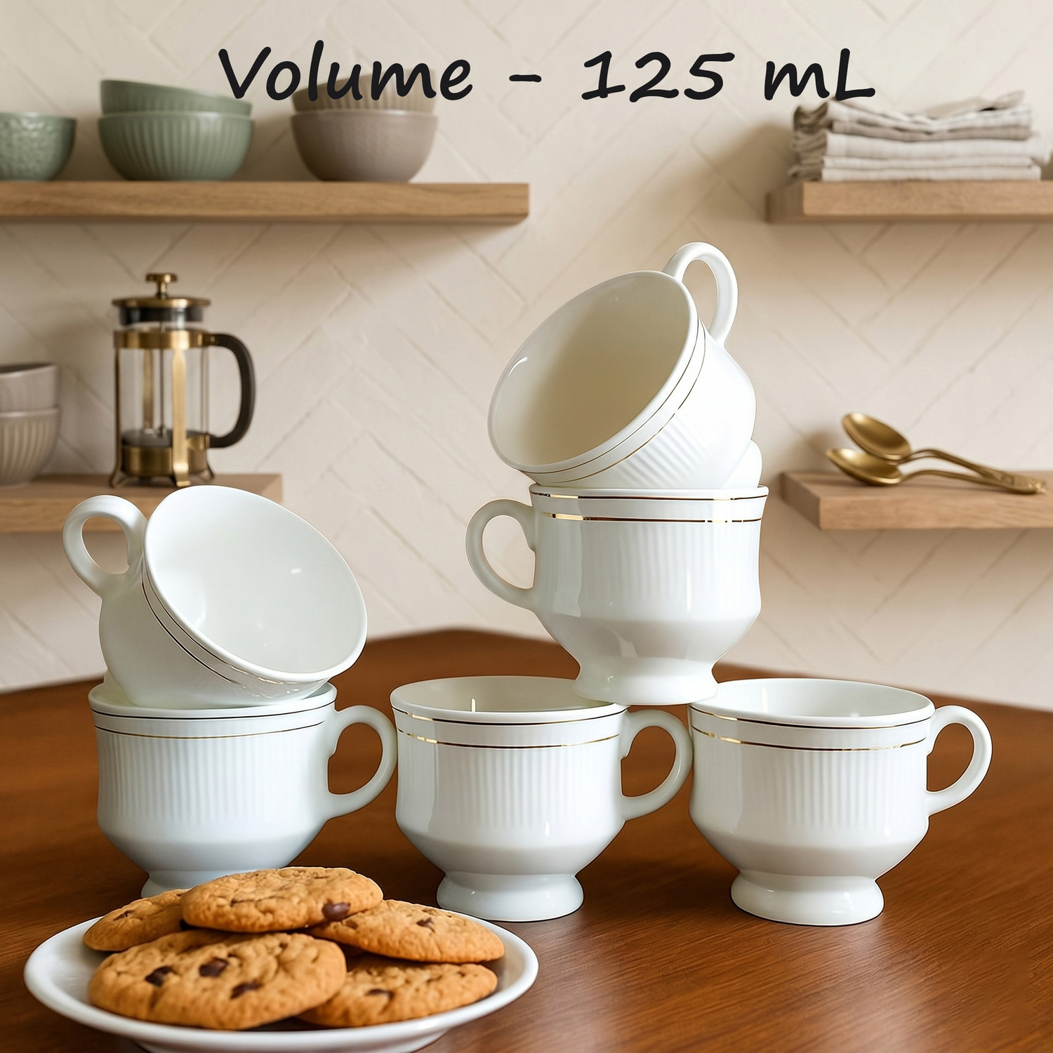 Image of D'Maiolica Pack of 6 Ceramic, Bone China Tea Cups Set of 6 | Coffee Mugs for Home Office, perfect for gifting