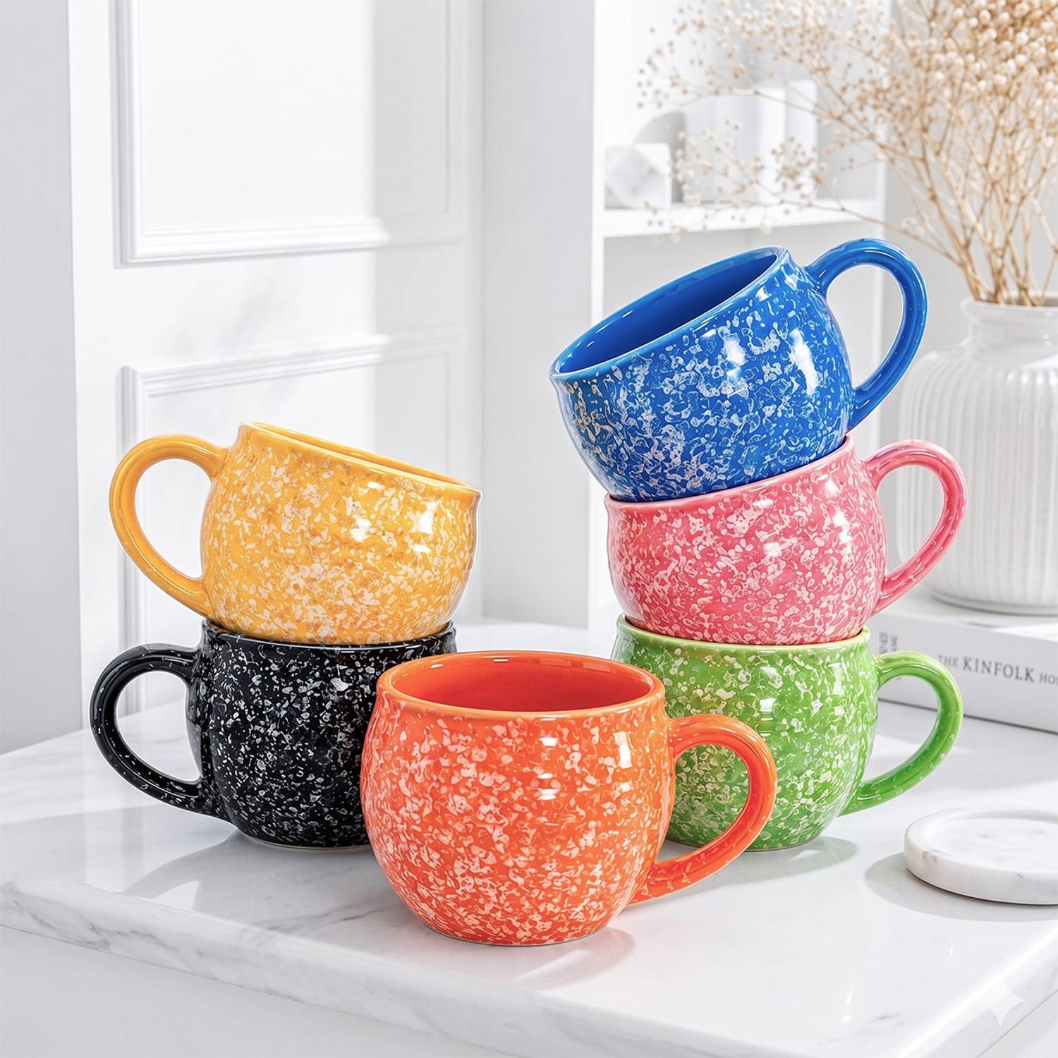 D'Maiolica Pack of 6 Ceramic Small Tea/Coffee Cups - Image 1