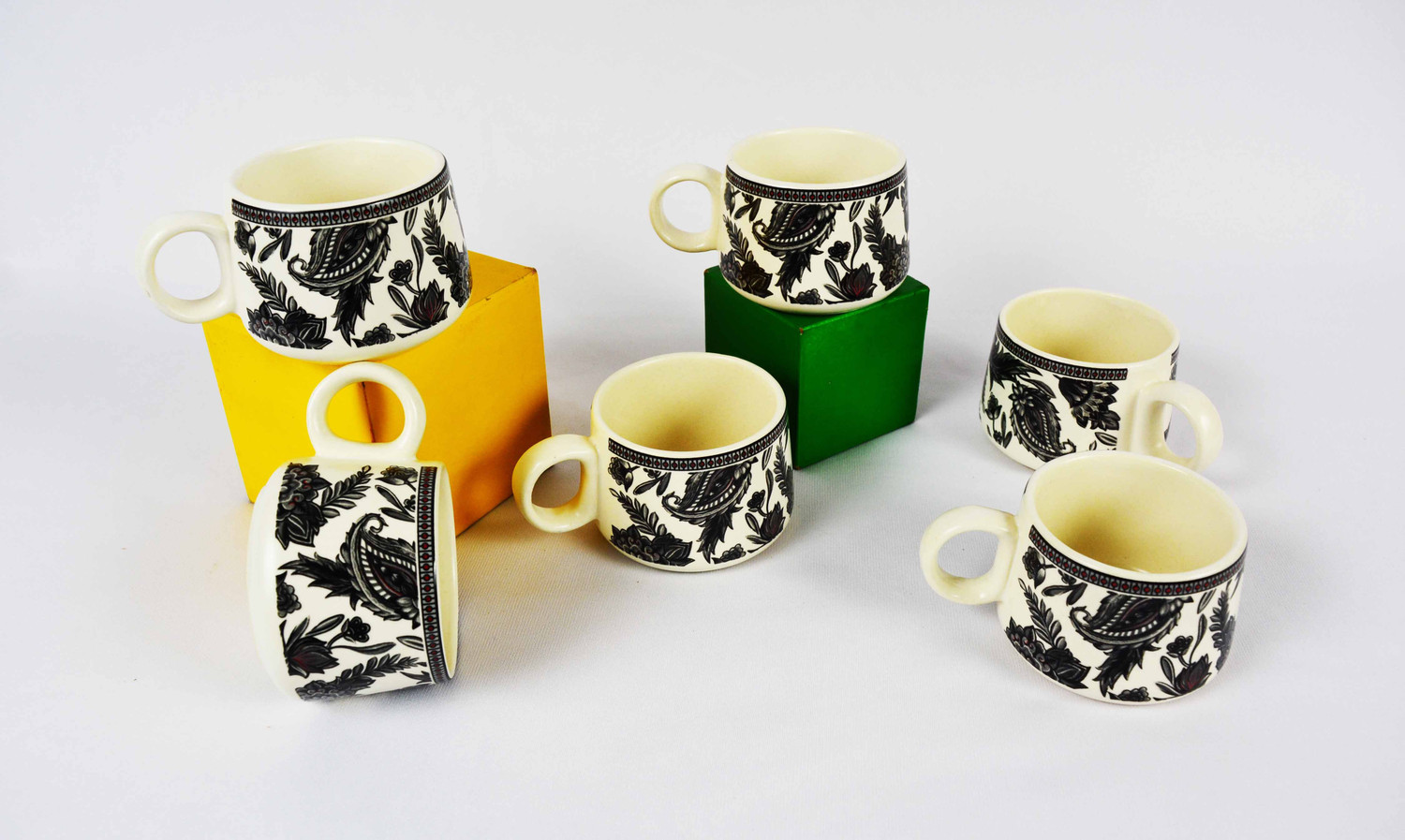 Image of Renhomz Pack of 6 Ceramic Tea Cups Set of 6,Capacity - 150 ml (Multi Traditional)