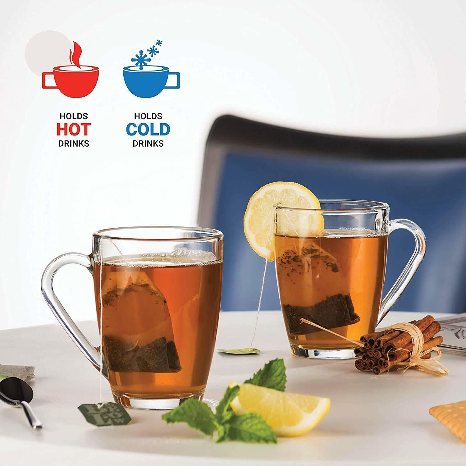 Image of JIGSHTIAL Pack of 6 Glass Pack of 6 Glass Glass Tea and Coffee Cup, Cute Tea Cups, 215 ml, Set of 6