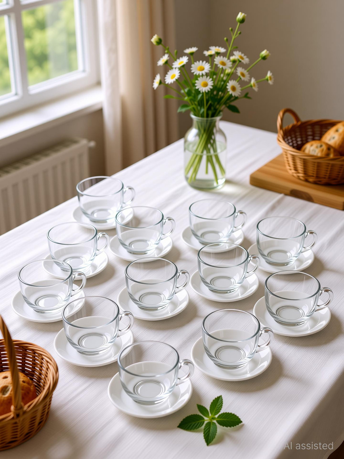 Image of speculo Pack of 12 Glass Crystal clear Round Shape Glass Tea Coffee Cup With Saucer Set Of 12 Glass