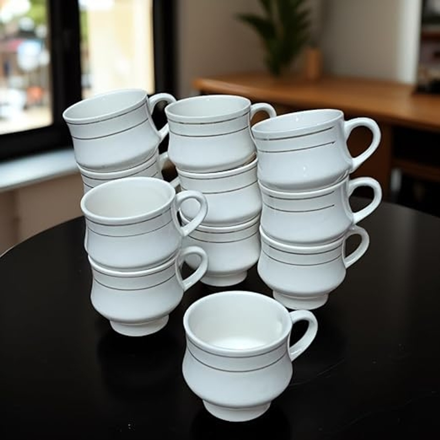 Image of TheMittiStudio Pack of 12 Ceramic Hotel Grade Ceramic Tea & Coffee Cups Set of 12 | 100 ml (White, Cup Set)